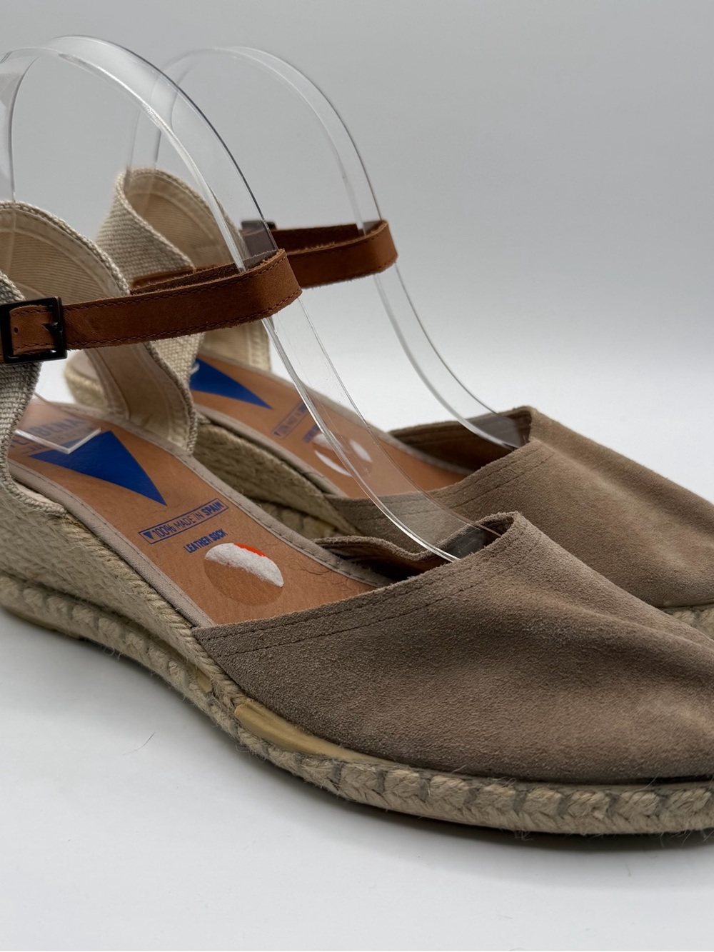 Verbenas Malena Suede Espadrille Wedge Sandals Taupe EU 41 US 9.5-10